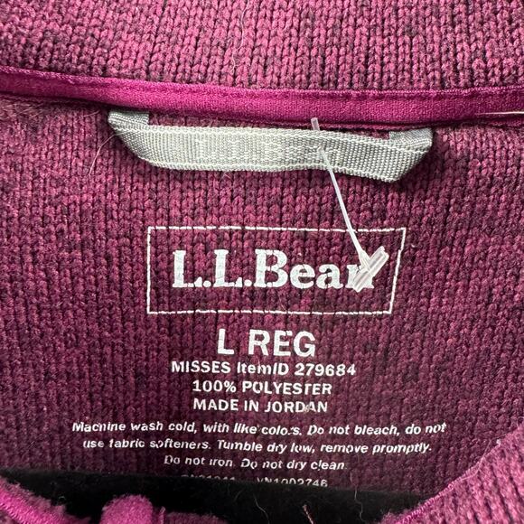L.L.Bean Maroon knit full zip jacket - Picture 4 of 6